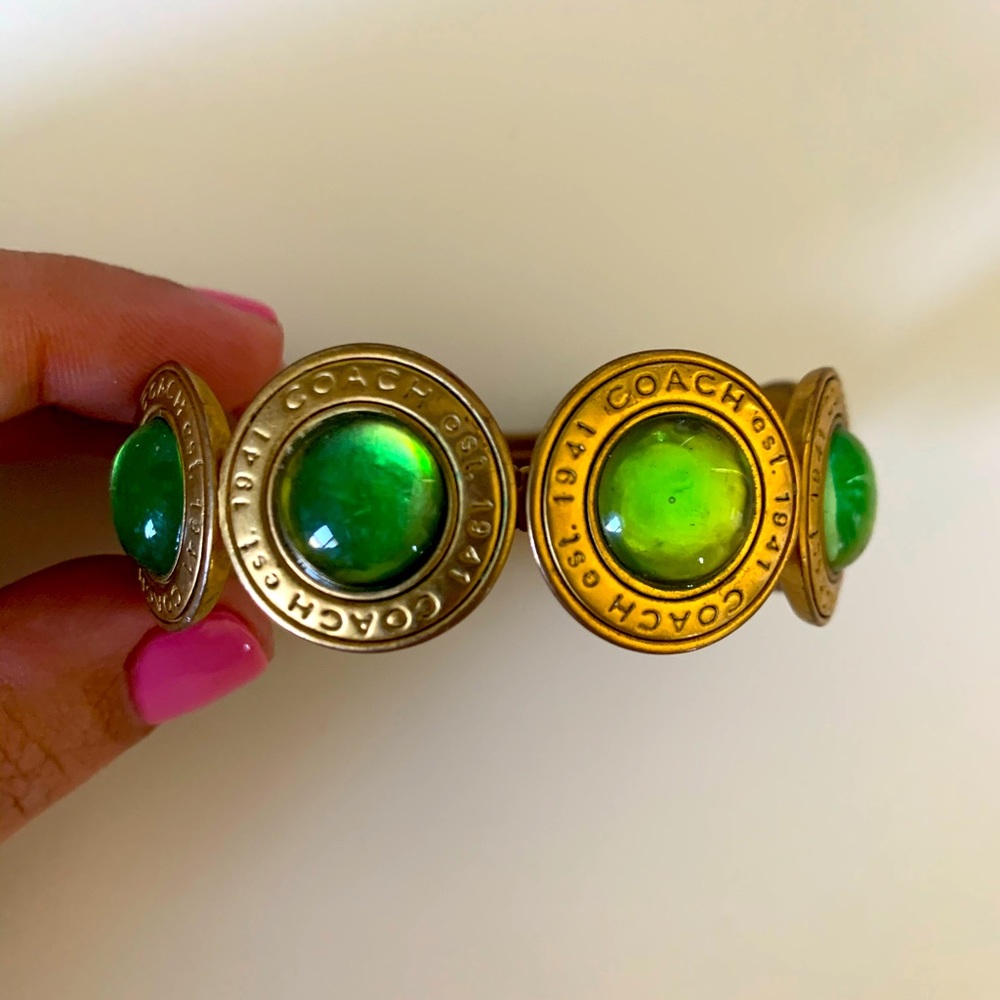 Coach emerald green and gold bangle bracelet